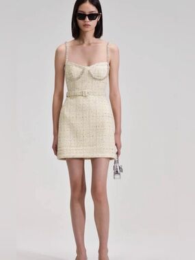 SELF-PORTRAIT Boucle Diamante crystal Mini Dress